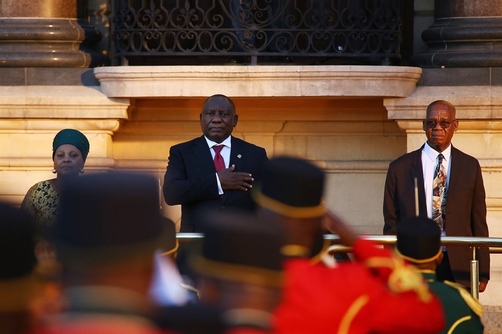 Cyril Ramaphosa elnök a 2024-es ország helyzetéről szóló beszéde előtt a Fokvárosi Városházán 2024. február 8-án a dél-afrikai Fokvárosban. 